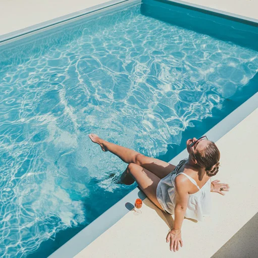 Girl at poolside