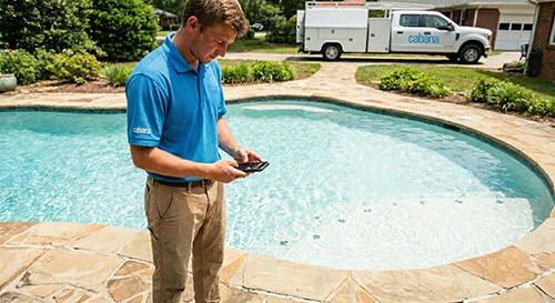 Cabana tech submitting after service pool report